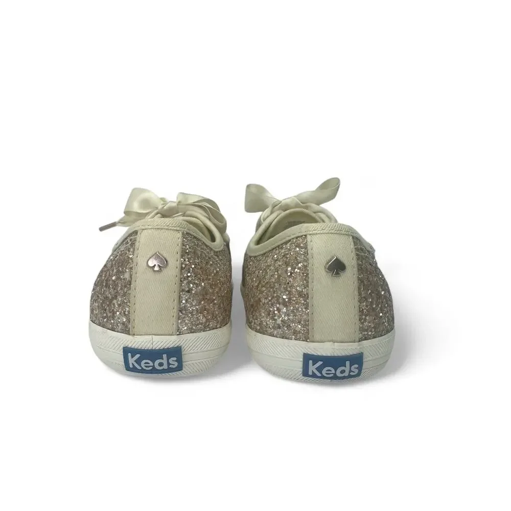 Keds X Kate Spade New York Women's Champion Glitter Sneakers 9 Champagne Gold